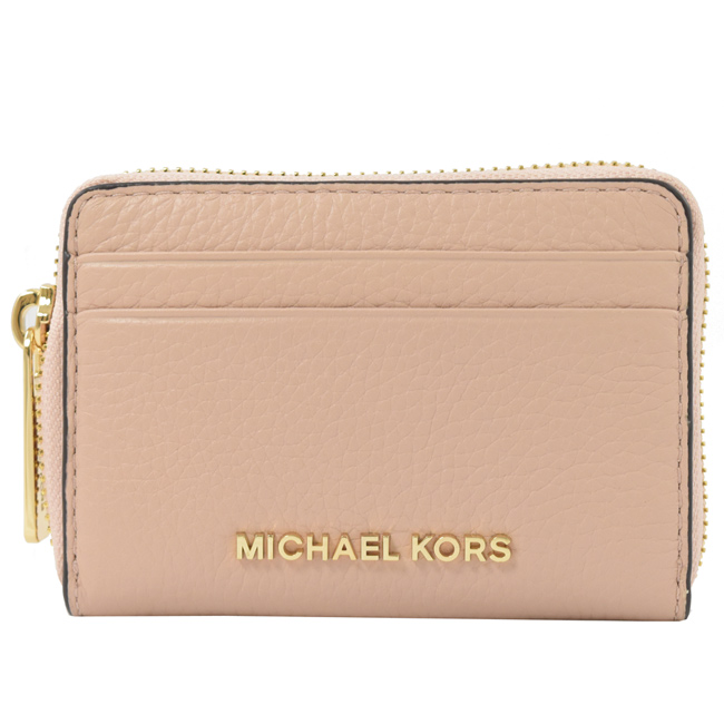 MICHAEL KORS Jet Set 牛皮ㄇ字拉鍊零錢包(芭蕾粉)