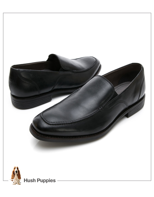 Hush Puppies MUDI LOAFER 超彈力皮鞋-黑