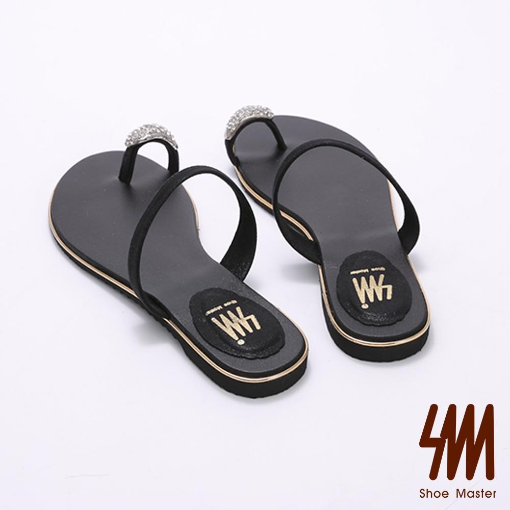 SM-簡約水鑽套指平底拖鞋
