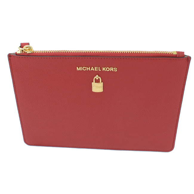 MICHAEL KORS ADELE 小鎖頭牛皮大手拿包(紅)