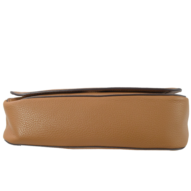 COACH 復古烙印大馬車LOGO牛皮翻蓋斜背包(咖/大)