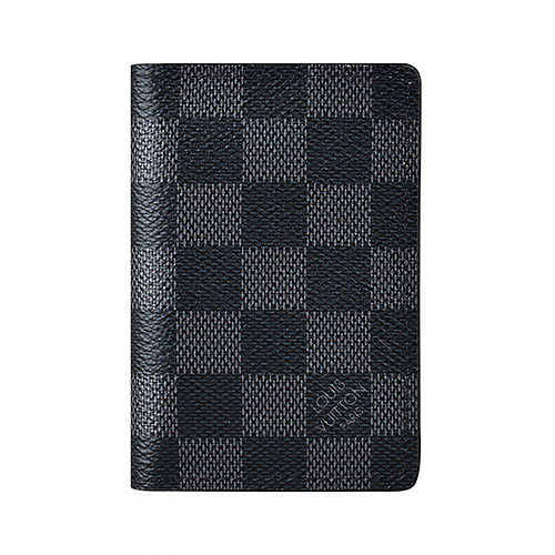 LV N63143 棋盤格LOGO Damier Graphite帆布8卡對折卡片夾(黑)