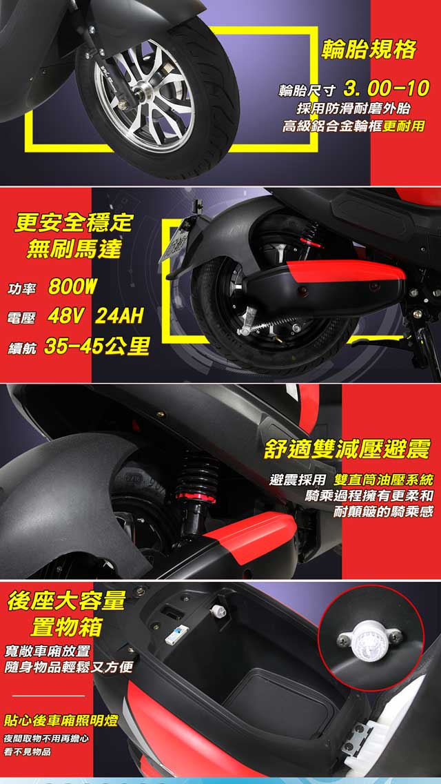 【e路通】EA-R82A+爵士48V24A星恆鋰電800W LED大燈液晶儀表電動車