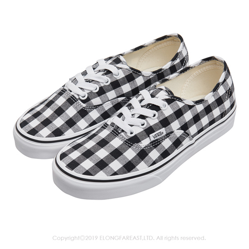 (女)VANS Authentic 格紋綁帶休閒鞋*黑白