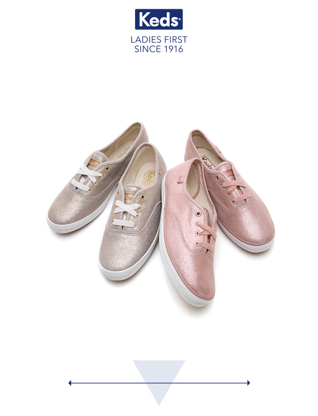 Keds CHAMPION 麂皮柔光經典綁帶休閒鞋-玫瑰色