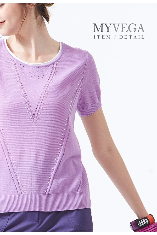 【麥雪爾】織紋變化修身針織衫-紫