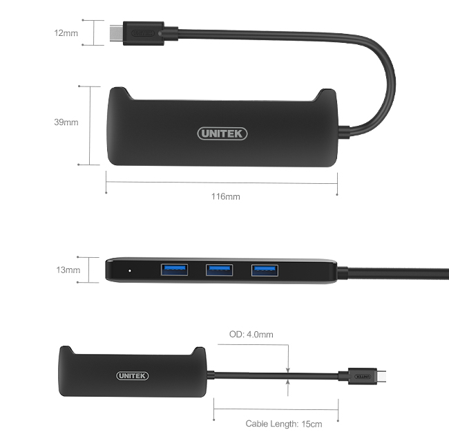 UNITEK Type-C 轉 HDMI 3port USB3.1Gen1 集線器