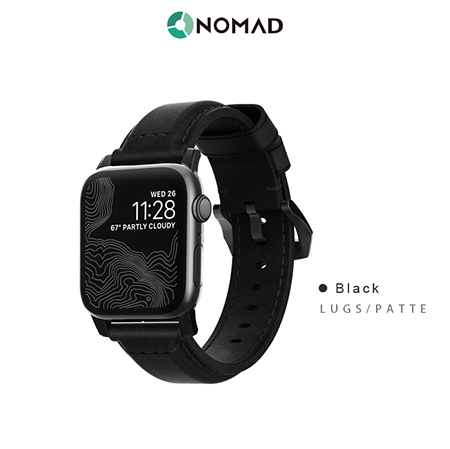 美國NOMADxHORWEEN Apple Watch 42/44 質樸黑皮革錶帶-經典黑