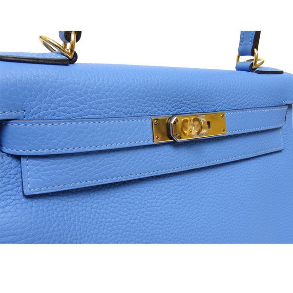 HERMES KELLY TOGO牛皮手提肩背凱莉包(28CM/藍色2T/金釦)