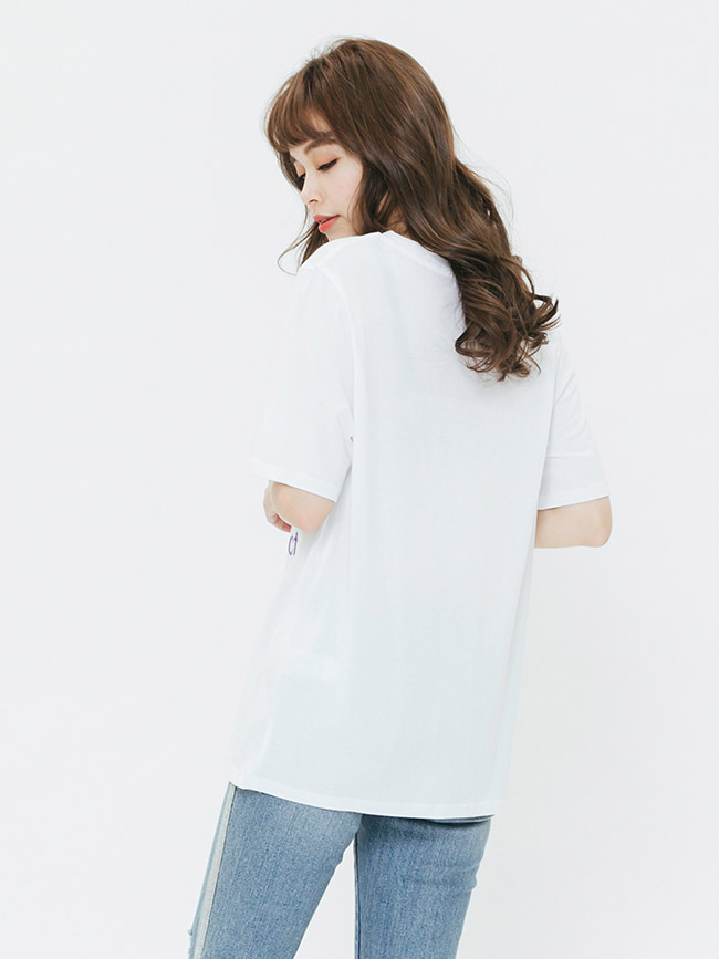 H:CONNECT 韓國品牌 女裝-標語圓領T-shirt-白