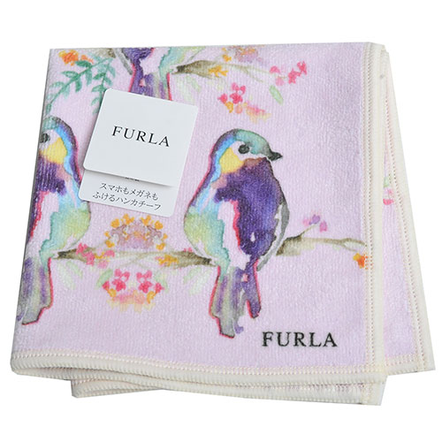 FURLA品牌動物畫布風格小方巾(青鳥)