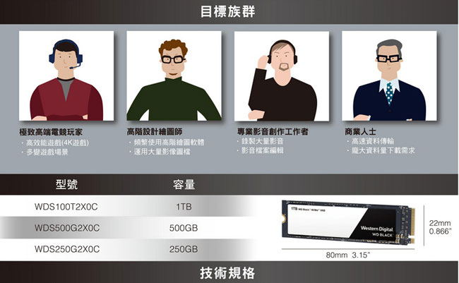 WD SSD 250GB NVMe PCIe Gen3 固態硬碟(黑標)