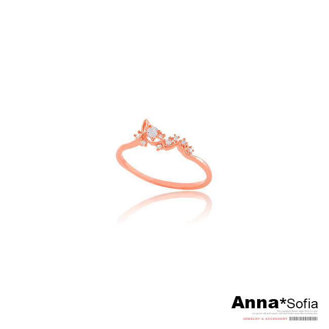 【3件5折】AnnaSofia 精緻綴鑽LOVE 開口戒指(內直徑1.7cm-金系)