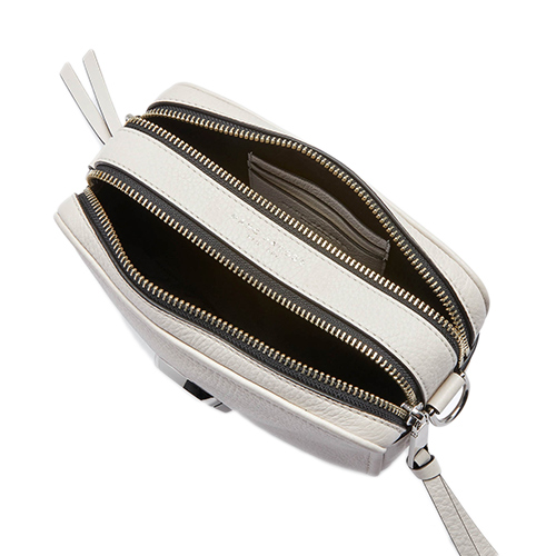 MARC JACOBS The Softshot The 21雙層拉鍊皮革肩背斜背包 白色