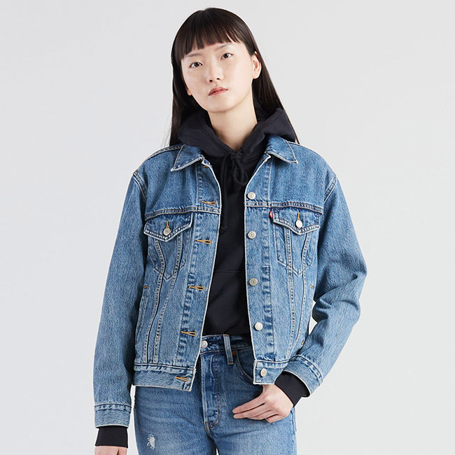 Levis 女款 牛仔外套 Boyfriend 寬鬆版型 背部亮面Logo