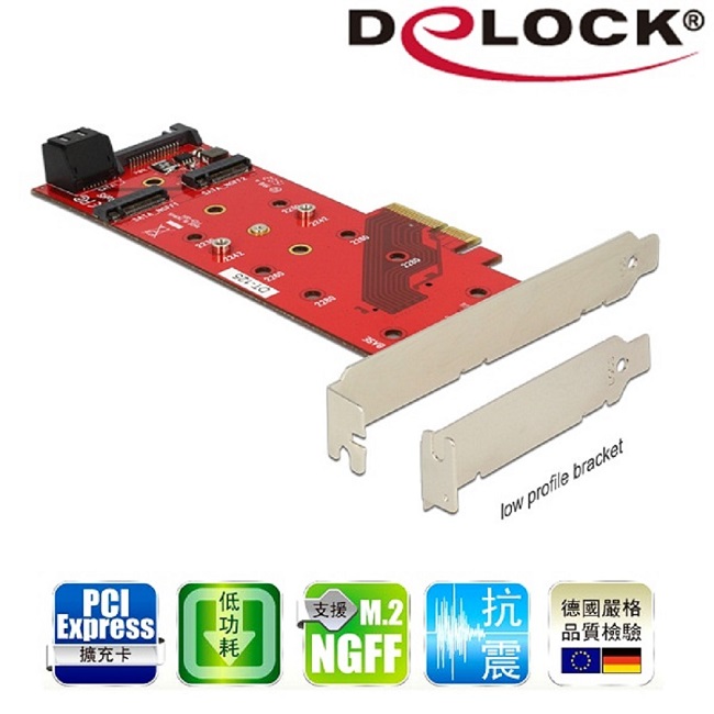 Delock M.2 NGFF SSD x3 PCI express擴充卡－89394