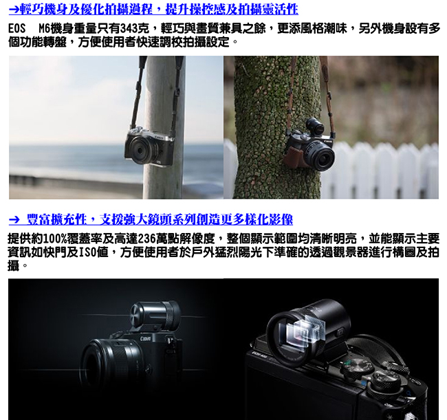 CANON EOS M6+15-45mm+55-200mm 雙鏡組*(中文平輸)