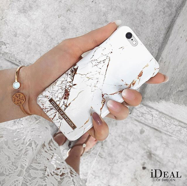 iDeal iPhone X/XS 瑞典大理石紋手機保護殼-挪威蓋倫格藍金