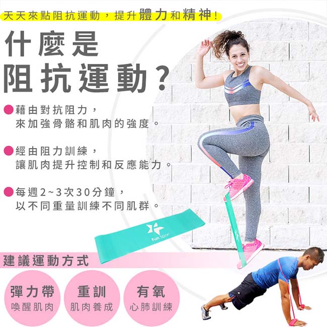 Fun Sport 捷力環-運動彈力拉帶-中力道-5入組(彈力帶 瑜珈伸展 拉力帶)