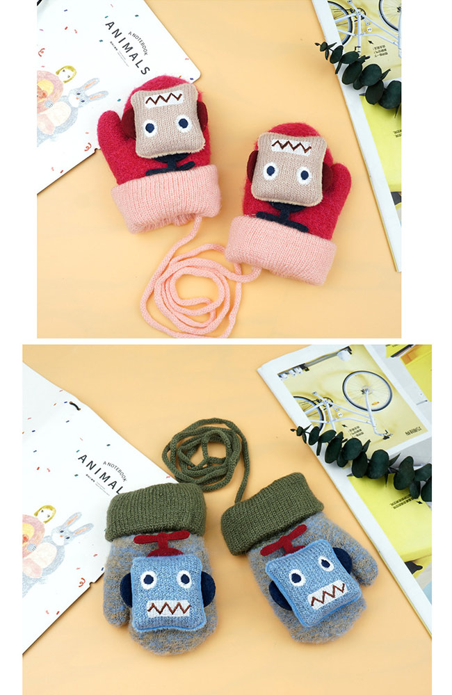 韓版 雙加厚兒童機器人保暖手套