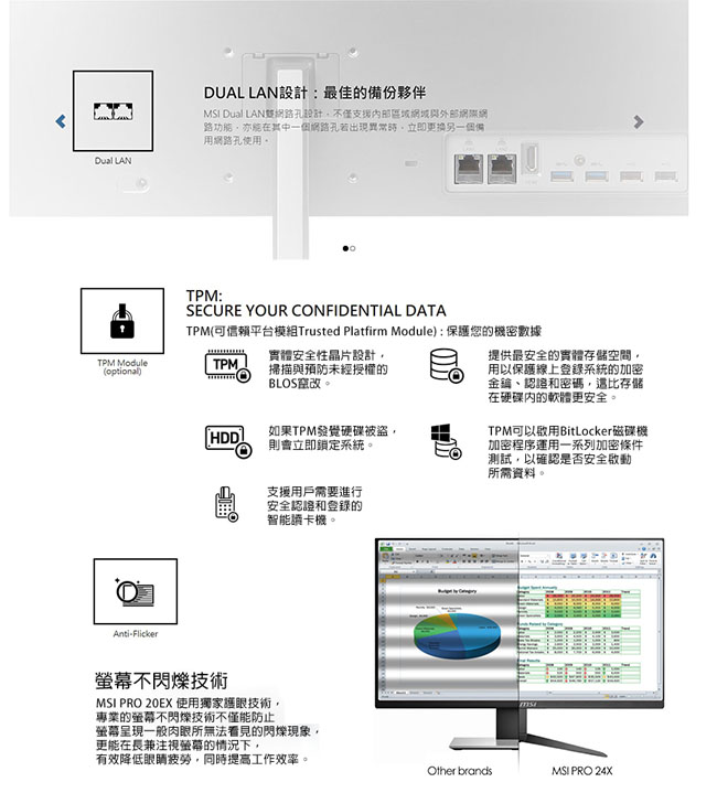 MSI微星 Pro 24X-042 24型AIO液晶電腦(i5-7200U/8G/128G