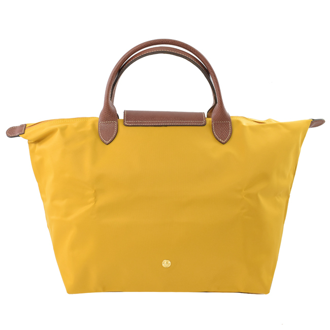 LONGCHAMP Le Pliage Nylon尼龍短把手提包(芥末黃/M)