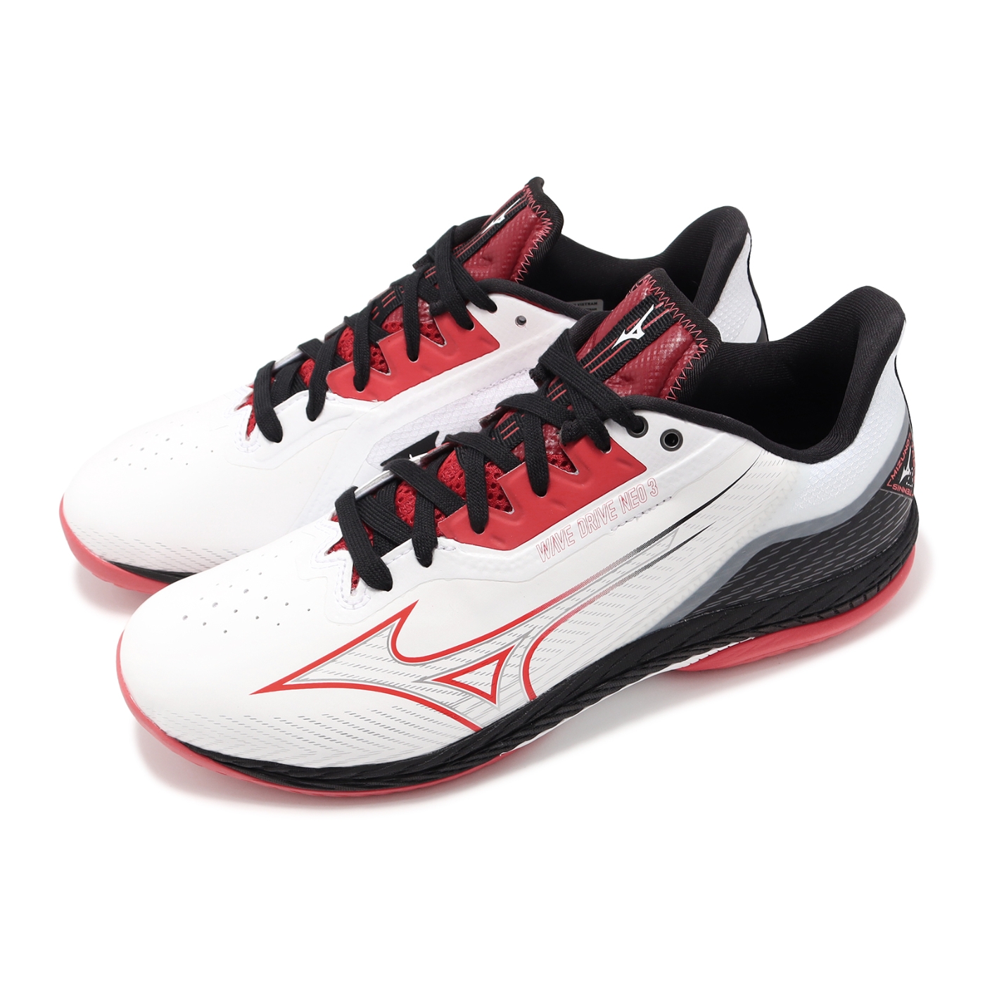 Mizuno 桌球鞋Wave Drive Neo 3 男鞋女鞋白黑紅止滑波浪片室內運動