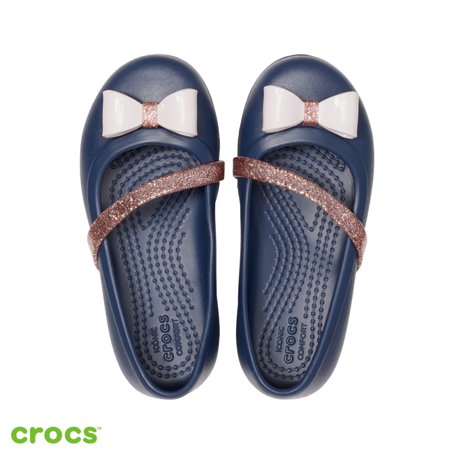 Crocs 卡駱馳 (童鞋) 莉娜女孩奇趣平底鞋 205529-410