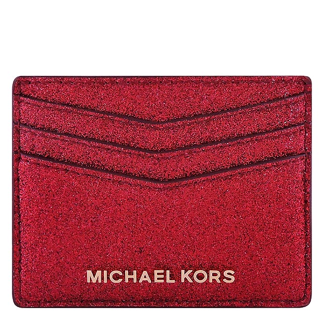 MICHAEL KORS Giftables 亮片牛皮證件名片夾(紅色)