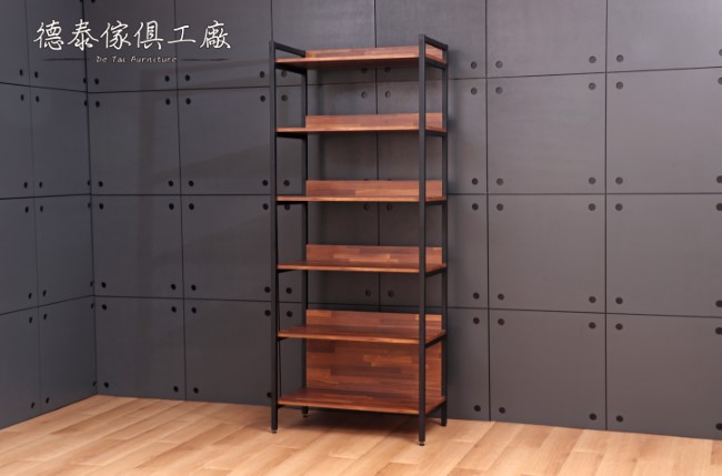 D&T 德泰傢俱 格萊斯積層木工業風2.6尺展示架-收納-80x43.8x196cm