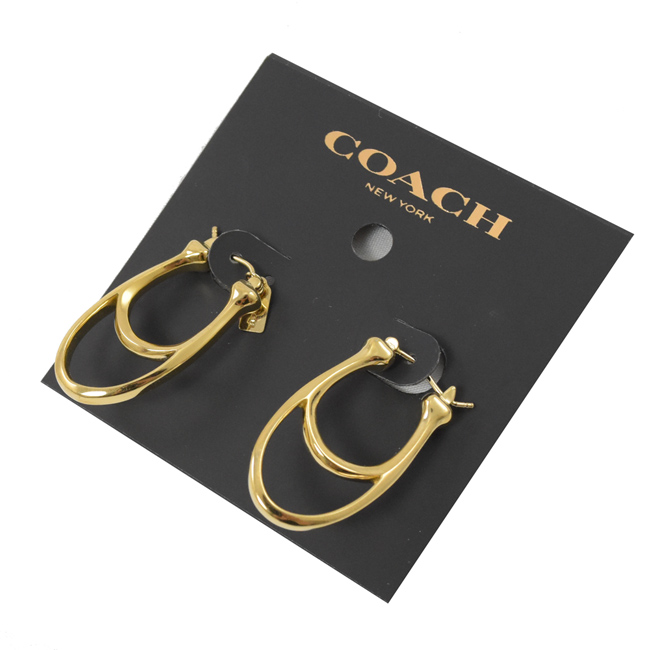 COACH 大C字簍空LOGO耳環(金色)