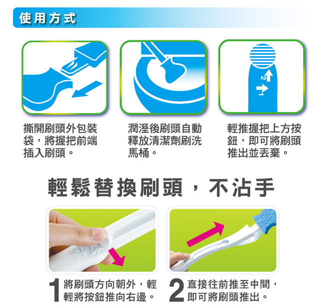 3M 百利可拋式超強淨馬桶刷-1柄4刷頭