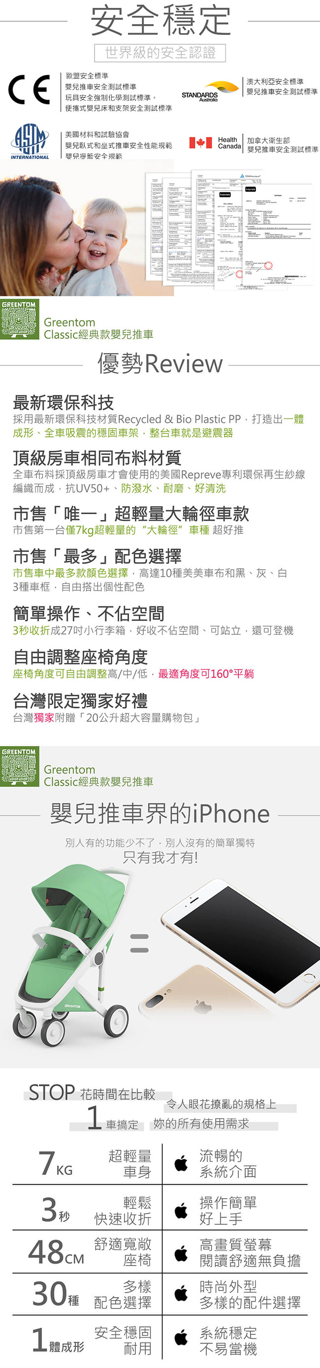 荷蘭 Greentom Classic經典款嬰兒推車(叛逆灰+高貴紅)