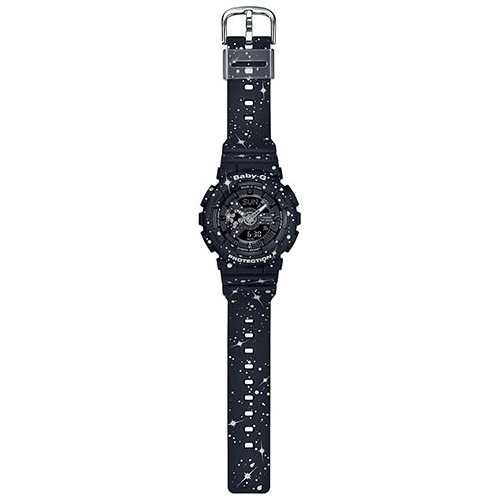 BABY-G 星空迷炫雙顯浪漫女錶-黑(BA-110ST-1A)/43mm