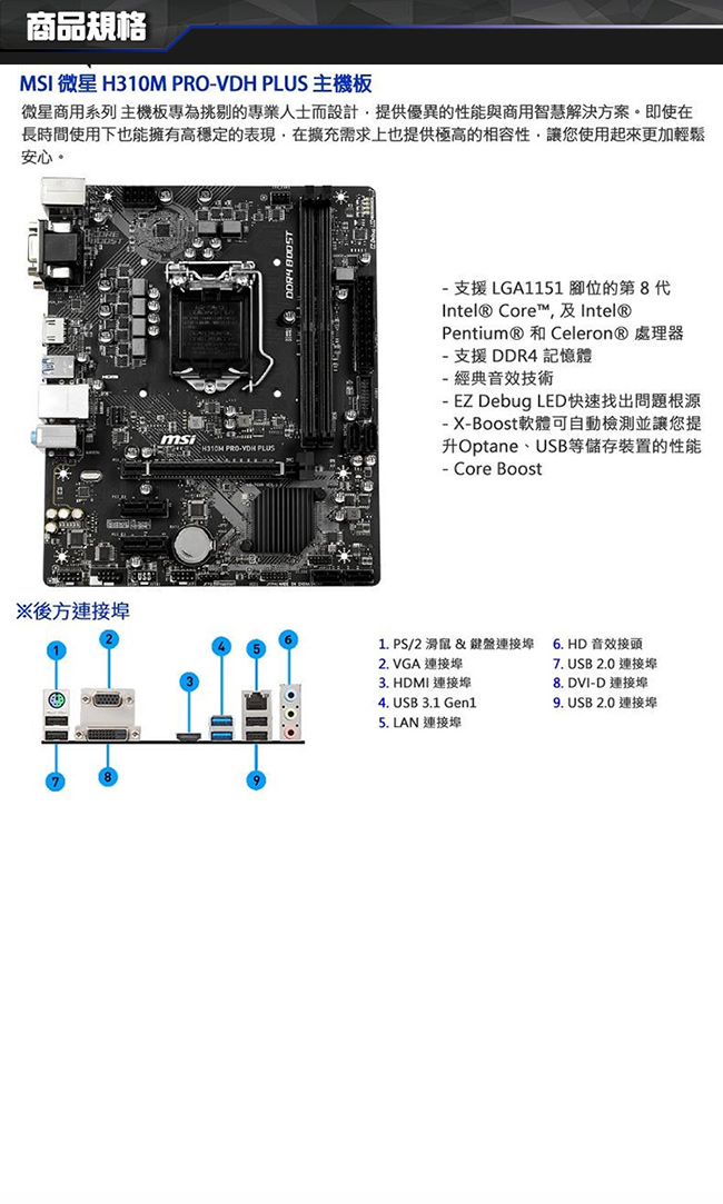 微星H310平台【熊本熊】 G5400 雙核極速高效能電腦(8G/1TB/256GSSD)