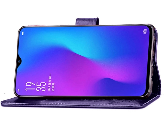 PKG OPPO R17Pro側翻式皮套-精選皮套系列-幸運草-熱銷紫