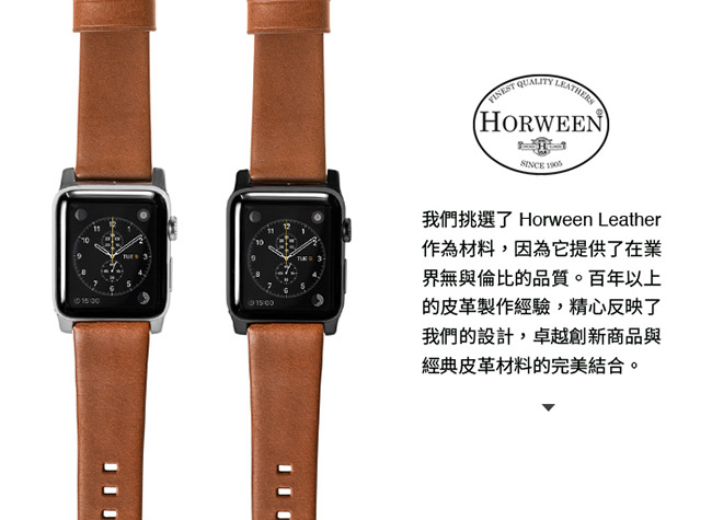 美國NOMADxHORWEEN皮革 Apple Watch 42/44mm錶帶-摩登款