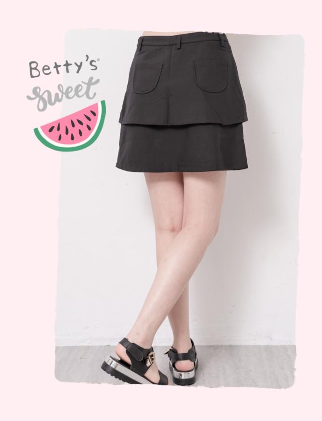 betty’s貝蒂思　縫釦造型蛋糕短裙(黑色)