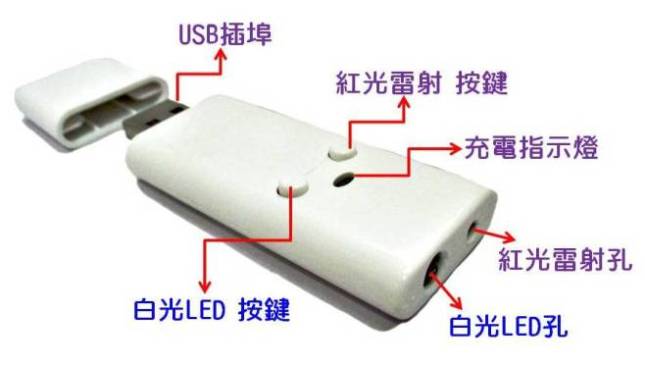 驥展 URLS-02+8G 充電式紅光雷射筆 + 8GB記憶體 + LED燈