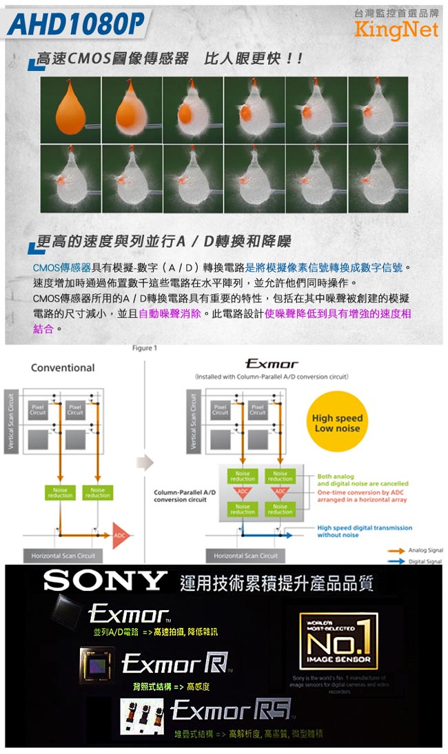 監視器攝影機 KINGNET 星光級 室內海螺半球型 HD 1080P 夜視全彩