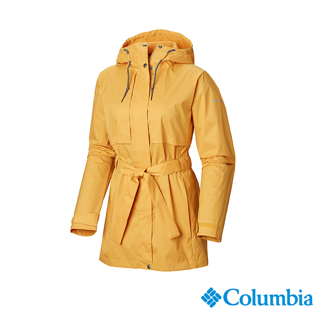 Columbia 哥倫比亞 女款-防小雨長版風雨衣-黃色 UWL01640