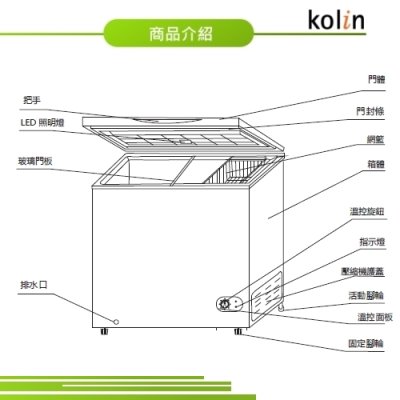 KOLIN歌林 100L 臥式冷冰櫃 KR-110F03 蘋果綠