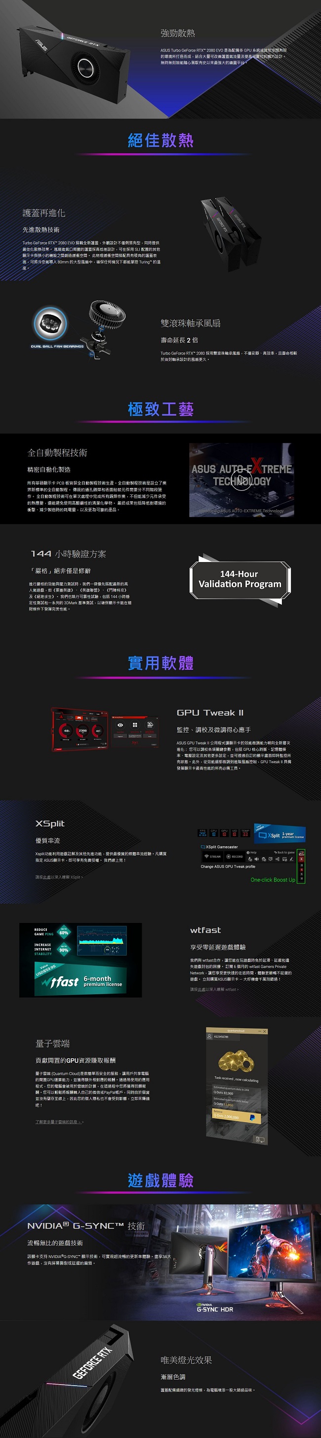 華碩 ASUS TURBO GeForce RTX™ 2080 8G EVO 顯示卡