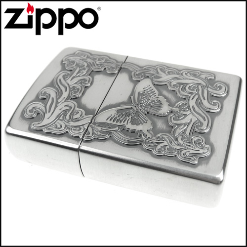 ZIPPO 日系~蝴蝶圖案-深蝕刻貼片兩面加工打火機