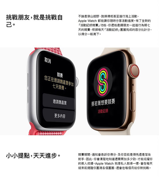 Apple Watch S4 GPS+網路 44mm 金色鋁金屬錶殼搭粉沙色運動錶環