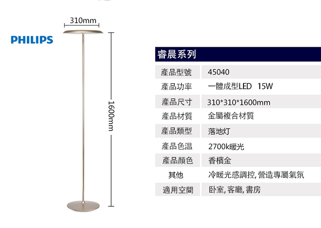 【飛利浦 PHILIPS】Hue 45040 Muscari 睿晨15W LED智能立燈