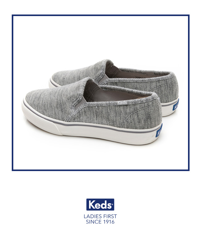 Keds DOUBLE DECKER 斜紋布面休閒便鞋-淺灰