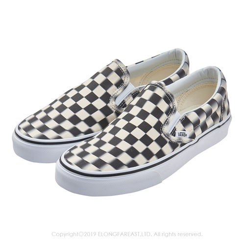 (男)VANS Classic Slip-On 眩暈棋盤格休閒懶人鞋*黑白