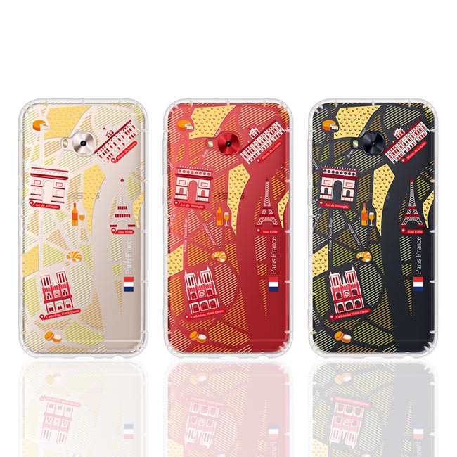 反骨創意 華碩 ZenFone4系列 彩繪防摔手機殼-世界旅途(巴黎左岸)