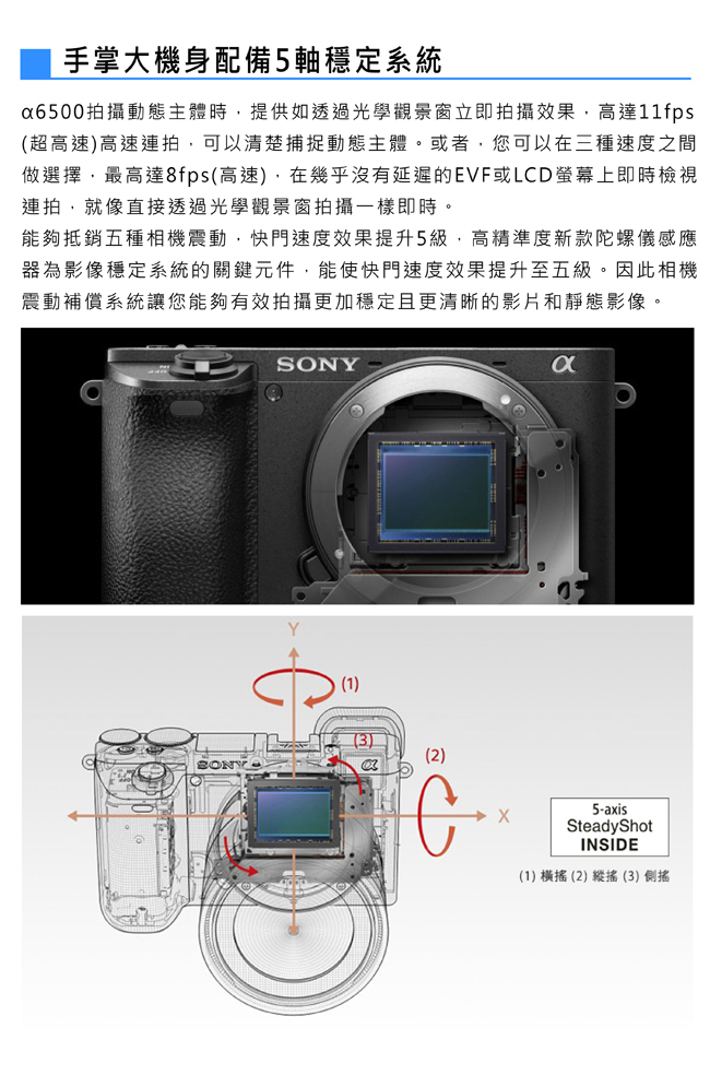 【快】SONY A6500+16-50mm+55-210mm 雙鏡組*(中文平輸)